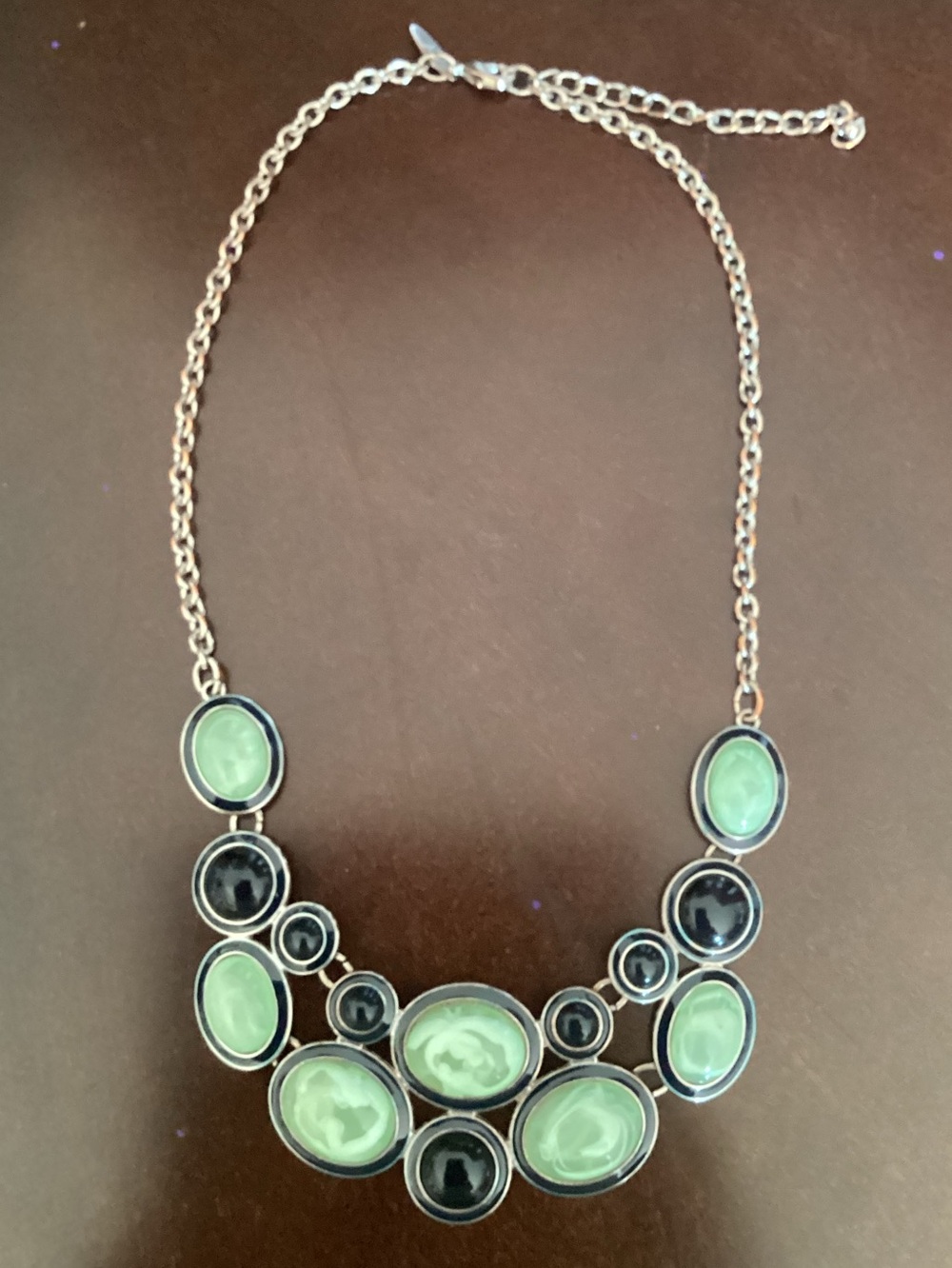 New York & Company Statement Green and Black Gem Collar Necklace